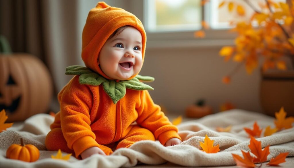 découvrez notre déguisement citrouille pour bébé, un costume doux et confortable parfait pour célébrer halloween en toute sécurité et avec style.