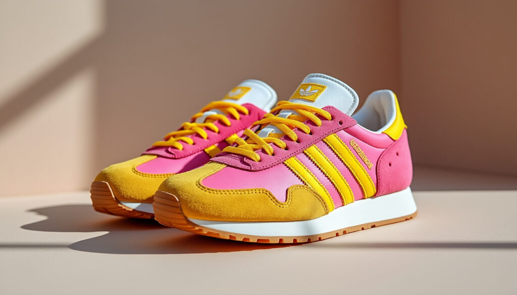 découvrez les adidas spezial rose et jaune, des sneakers alliant confort optimal et style rétro unique, parfaites pour un look tendance et décontracté.