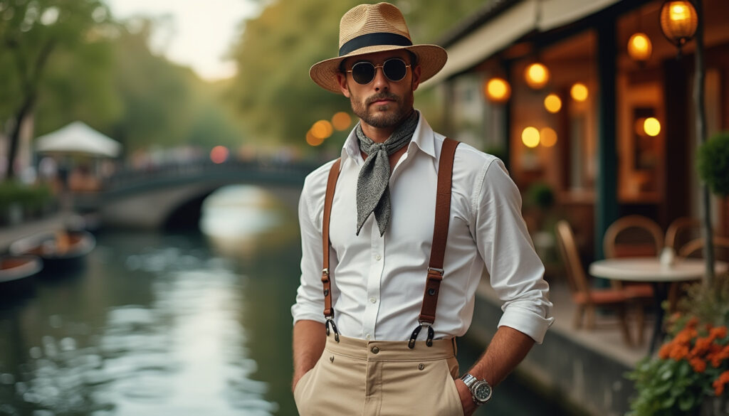 découvrez la tenue guinguette homme, alliant style rétro et accessoires incontournables pour une allure authentique et élégante lors de vos sorties estivales.